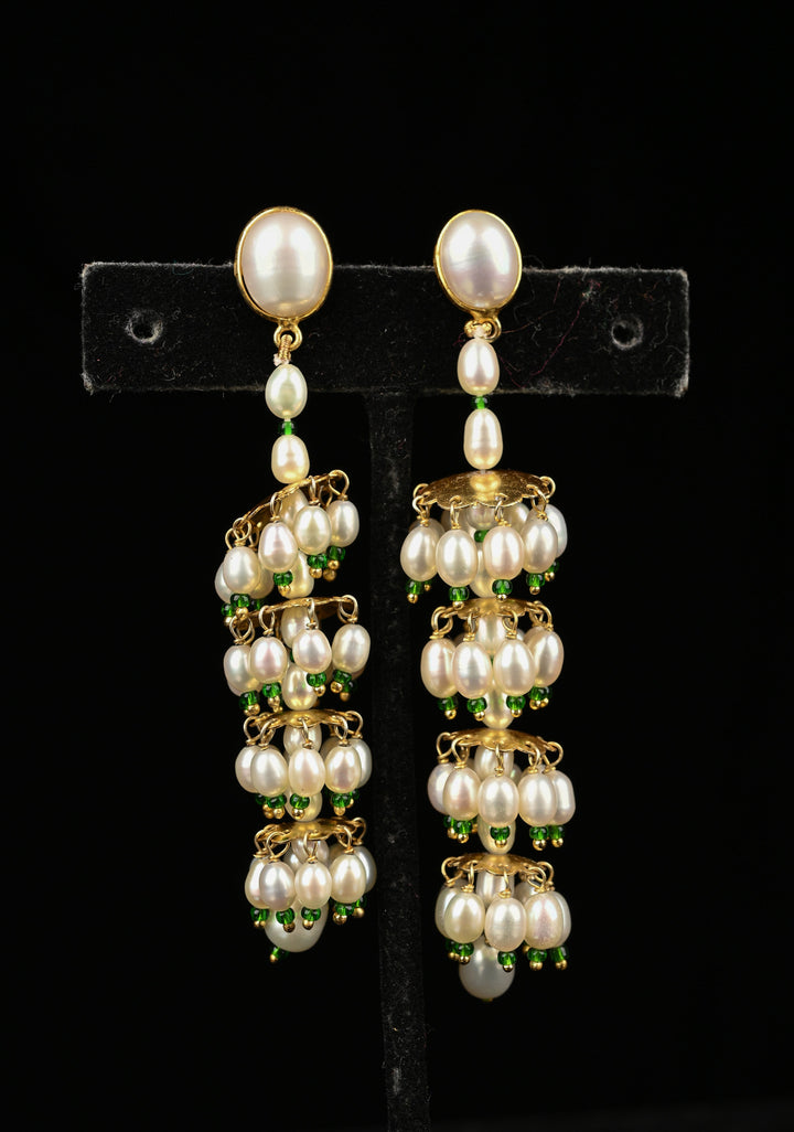 92.5 Pure Silver Gold Plated Pearl Earrings