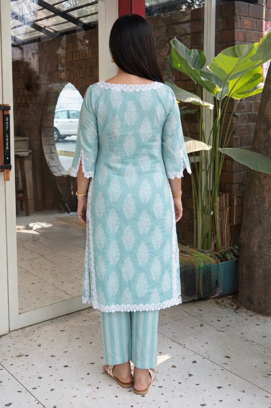 ROSA(Green) Cotton Printed Kurta Set Of 2