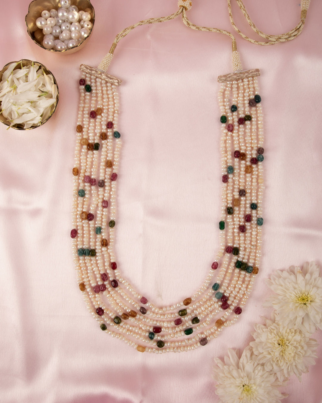Rangrez Moti Mala – Natural Tourmaline & Pearl Necklace| SHOBITAM