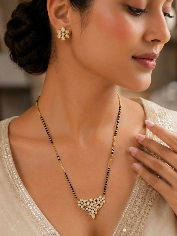 Gold Plated Polki Kundan Mangalsutra Set | SHOBITAM