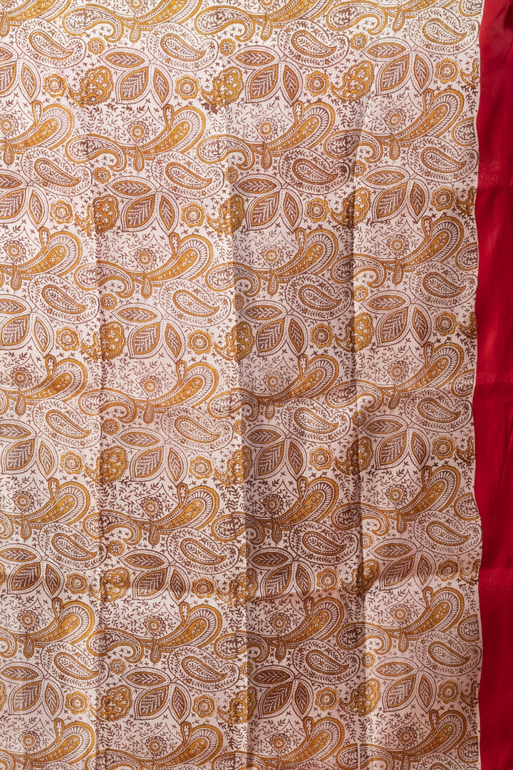 Radiant Red-Orange Ombre Pure printed Silk Saree  | SILK MARK CERTIFIED | SHOBITAM