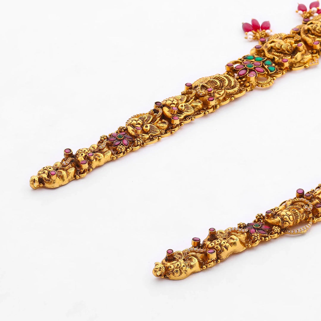 Pure 92.5 Silver, Gold Plated Swargadwara Haaram