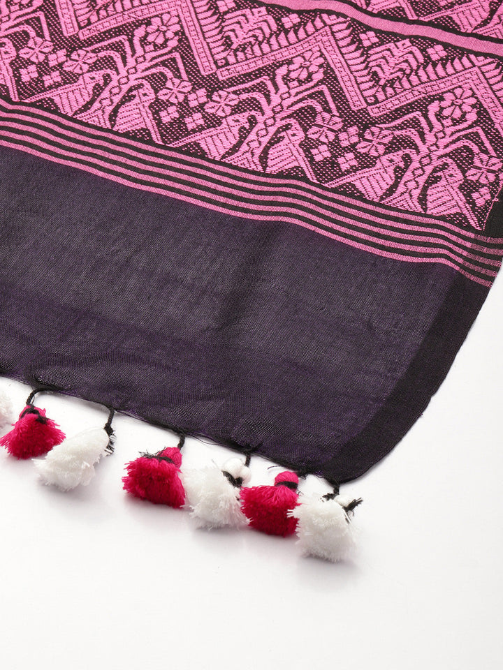 Purple Handloom Baluchari Silk Dupatta