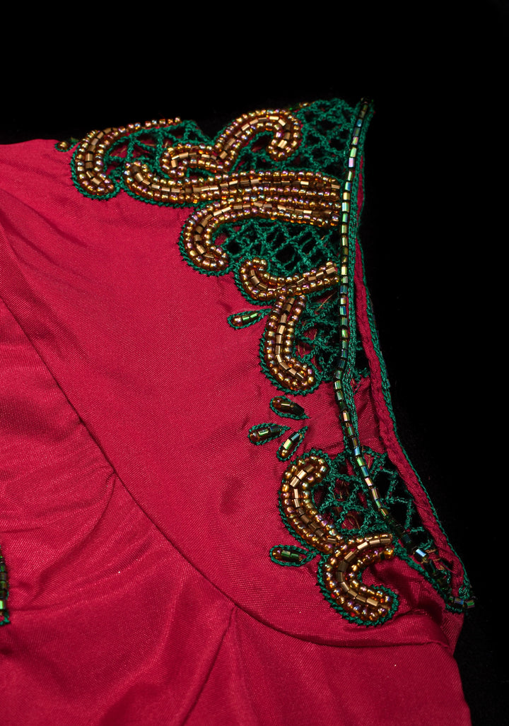 Silk Blouse with hand cutwork on cap sleeves and cutdana detailing, colors customizable