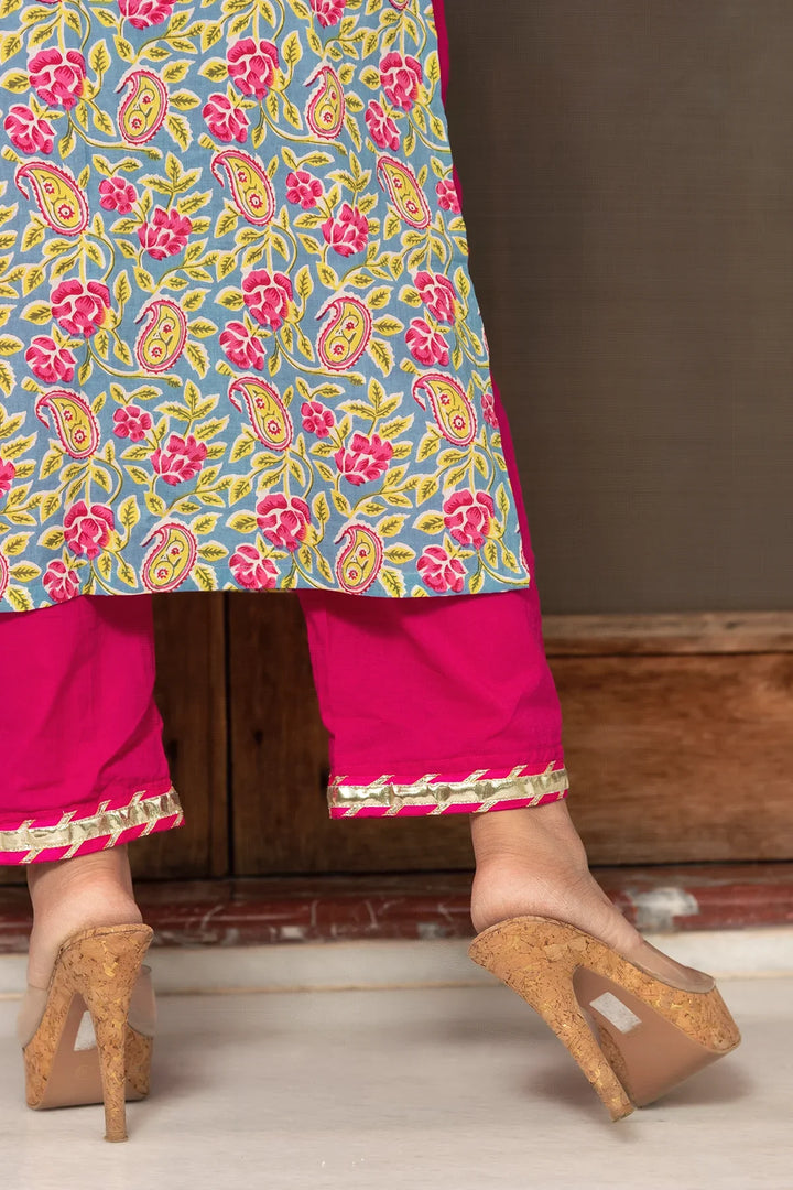 JAIPURI STRAIGHT COTTON SUIT SET | SHOBITAM