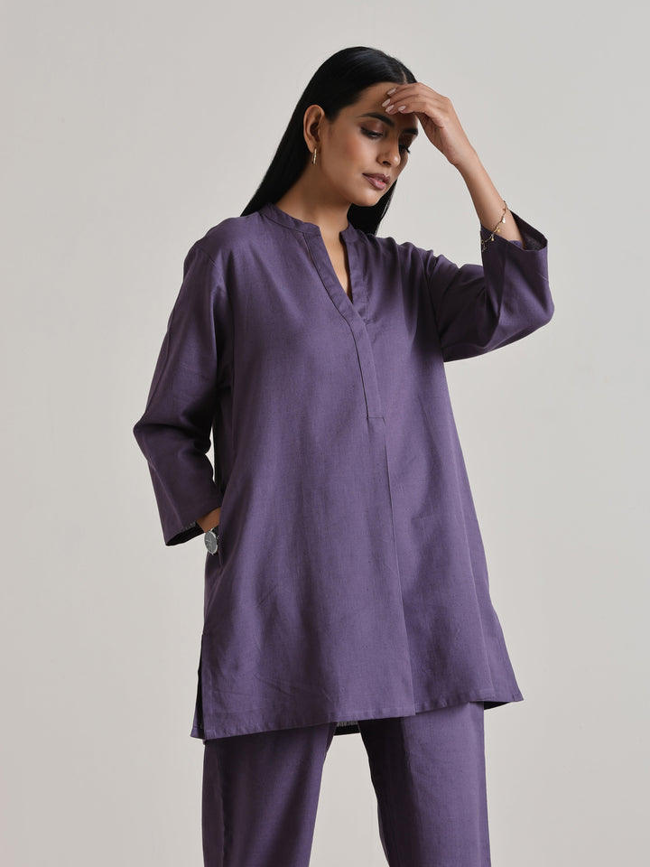 Plum Purple Relaxed Fit Co-Ord Set | SHOBITAM