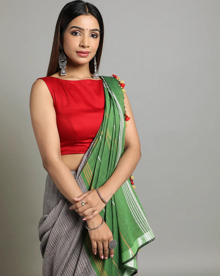 Purple-Green Tie Dye Jamdani Cotton Saree