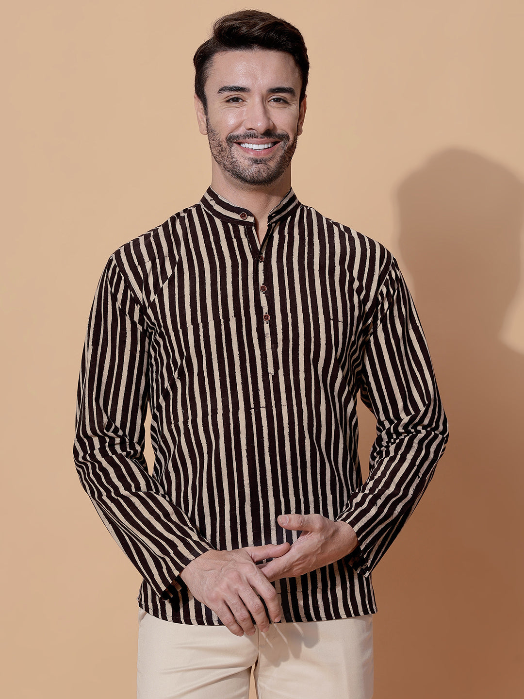 Cocoa Dabu Hand Block Mud Resist Printed Kurta in Brown
