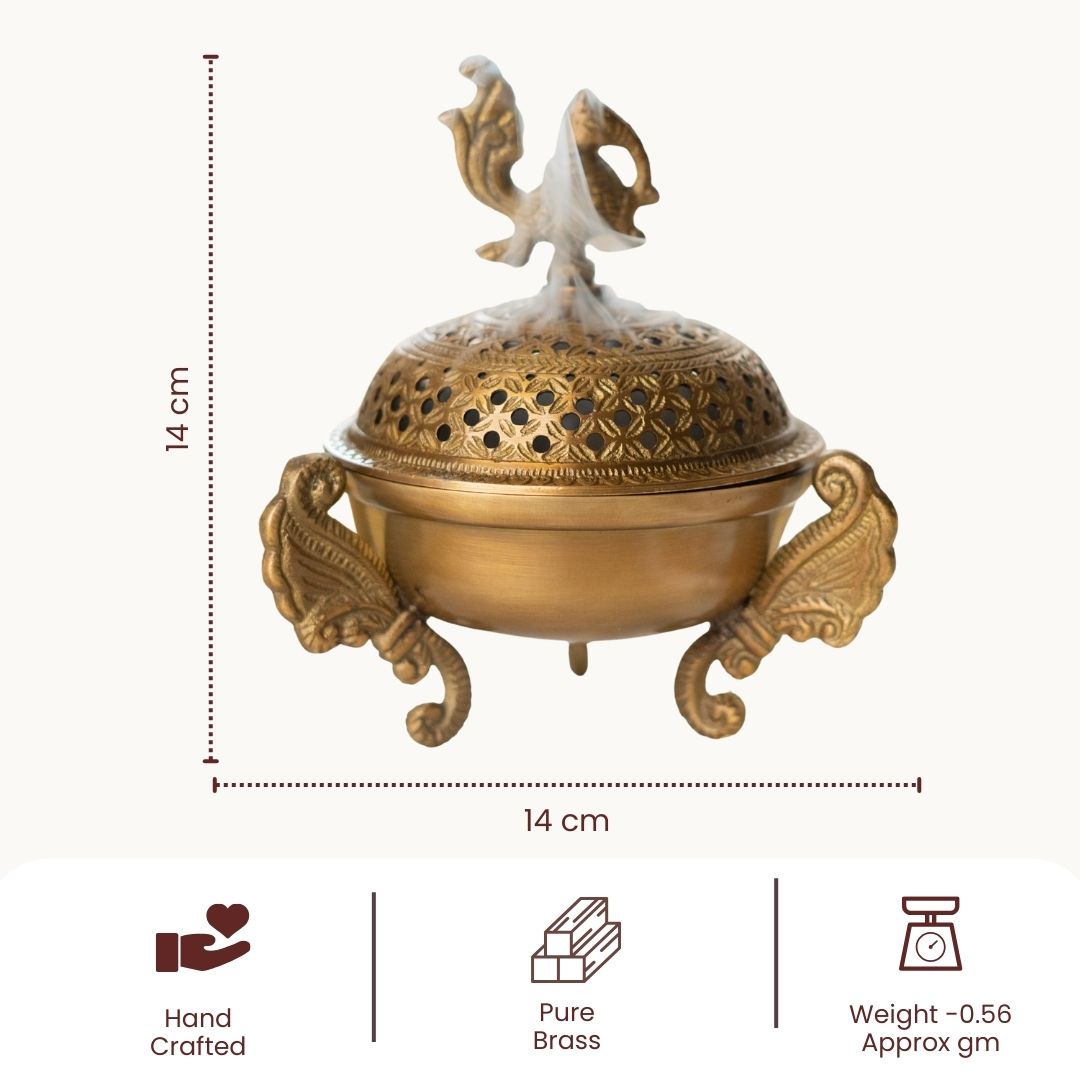 Sanchi Brass Dhoop Dani Incense & Loban Burner