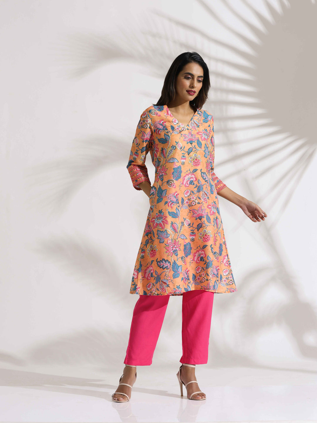 Orange Print Kurta Co-ord Set  | SHOBITAM
