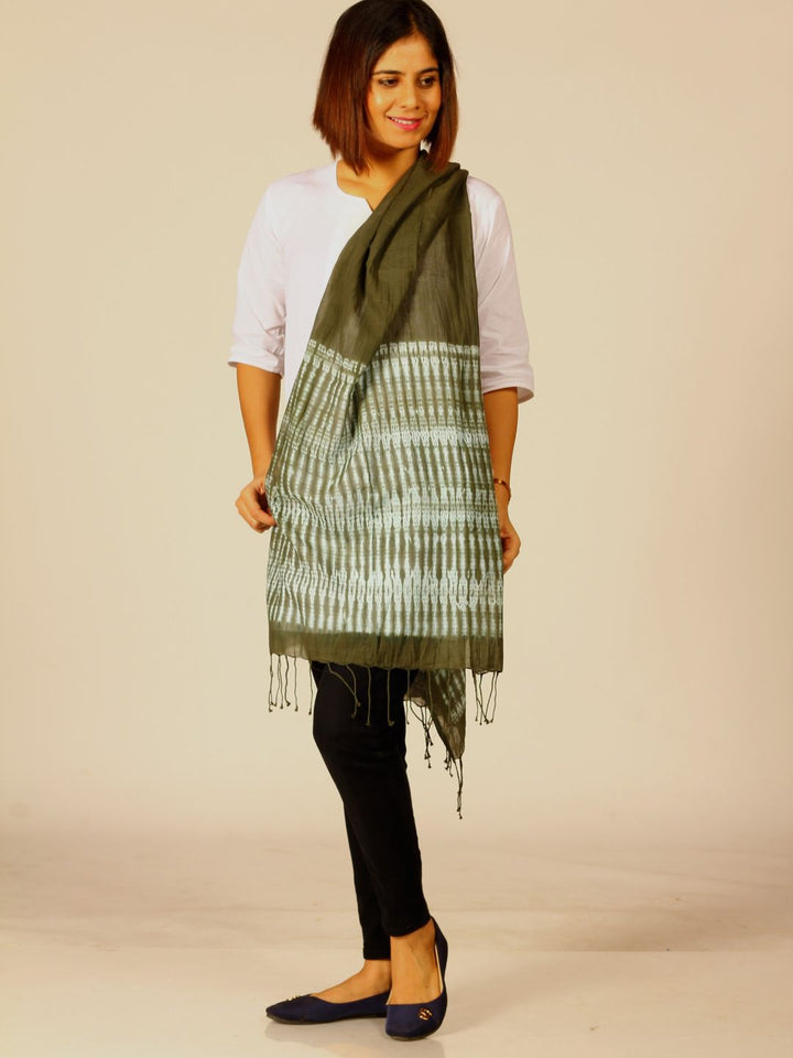 Hand Woven Shibori Cotton Stole | SHOBITAM