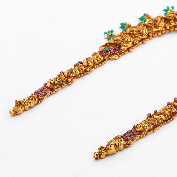 Pure 92.5 Silver, Gold Plated Swarnagaja Lakshmi Haaram