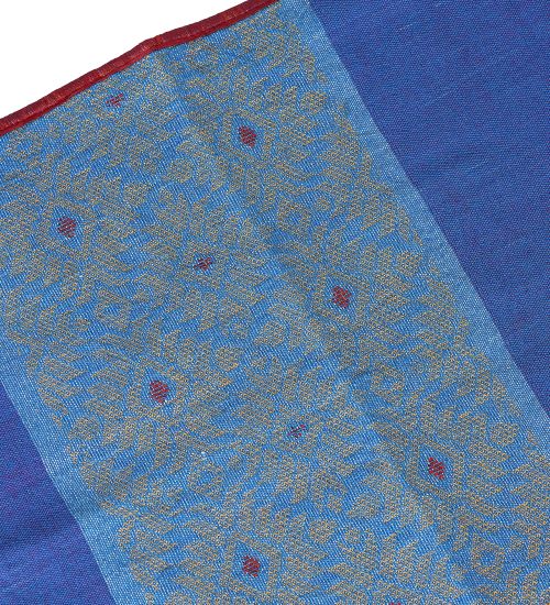 Blue Yellow Dhuniya Handloom Cotton Table Runner | SHOBITAM