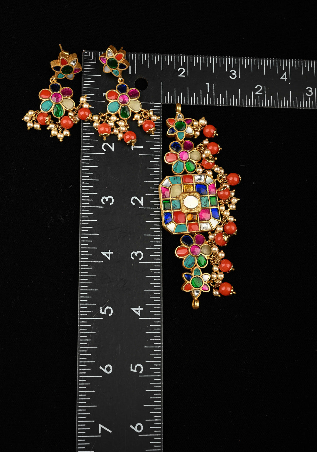 Navaratna 92.5 Silver, 24 kt Gold-Plated Radiant Kundan Choker Set