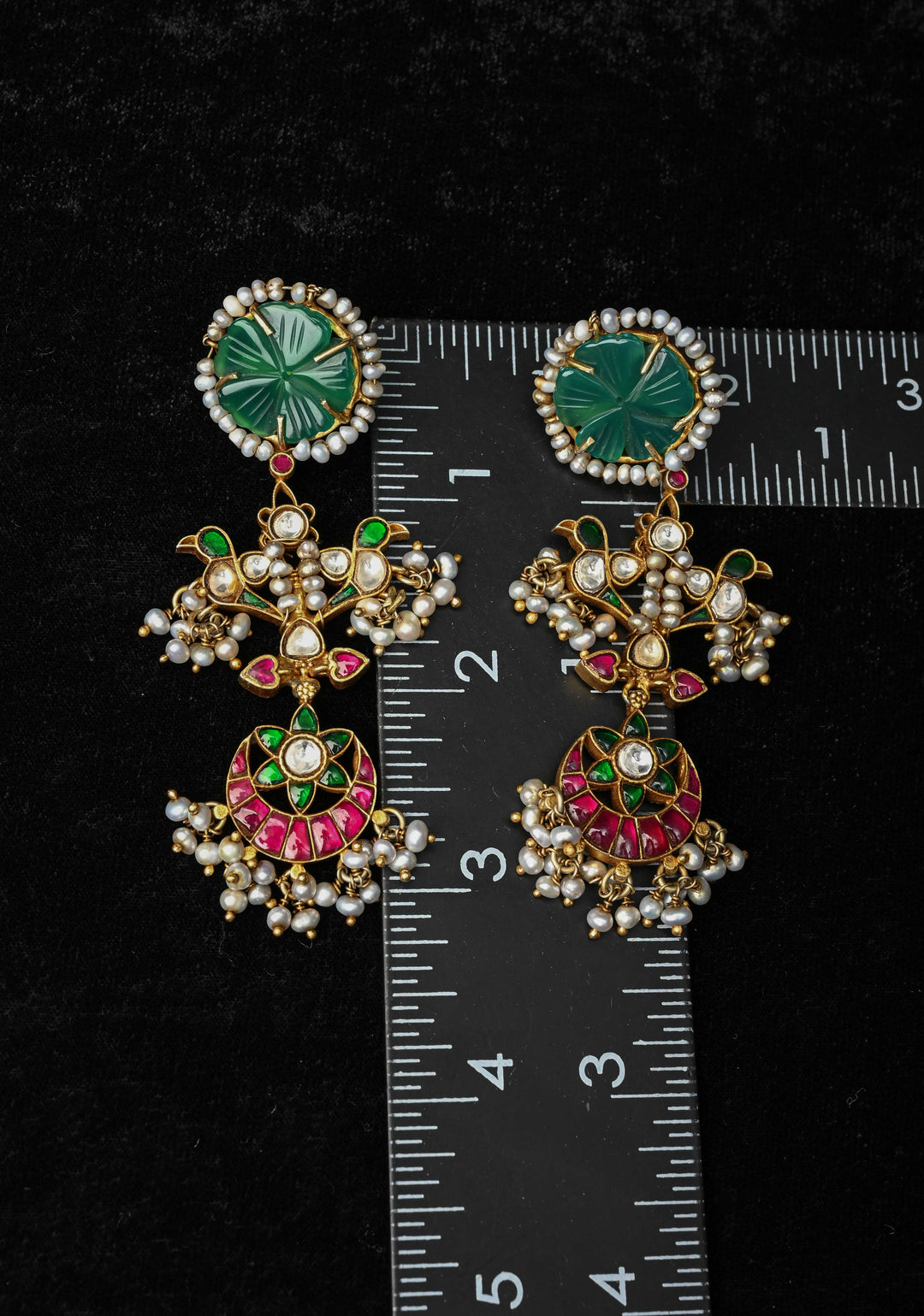 92.5 Silver,  Navishi Kundan Long Earrings with Jadau Embellishments
