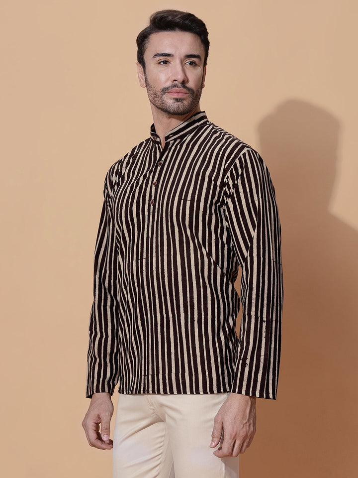 Cocoa Dabu Hand Block Mud Resist Printed Kurta in Brown
