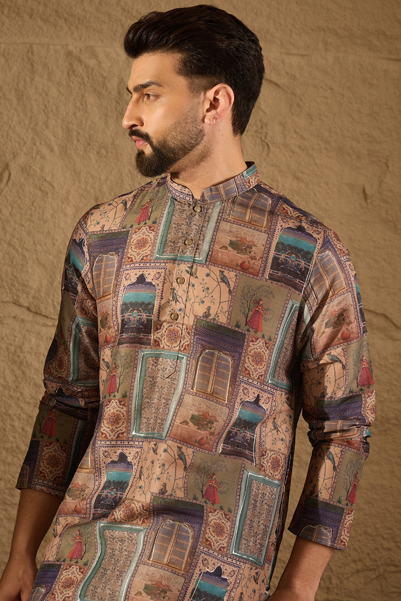 Multi Viscose Rayon Ethnic Motifs Embroidered Straight Kurta with Trouser  | SHOBITAM