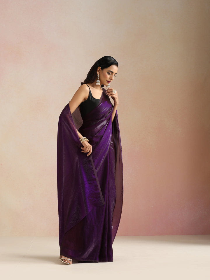 Purple Tissue Saree With Unstitched Blouse| SHOBITAM