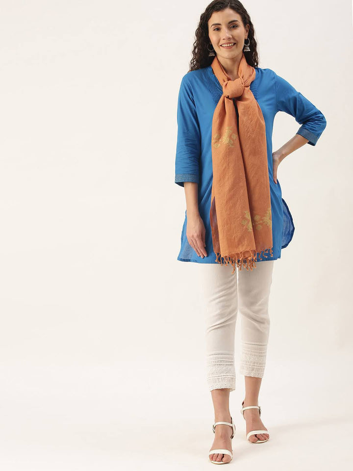 Earthy Brown Jamdani Wool Stole | SHOBITAM