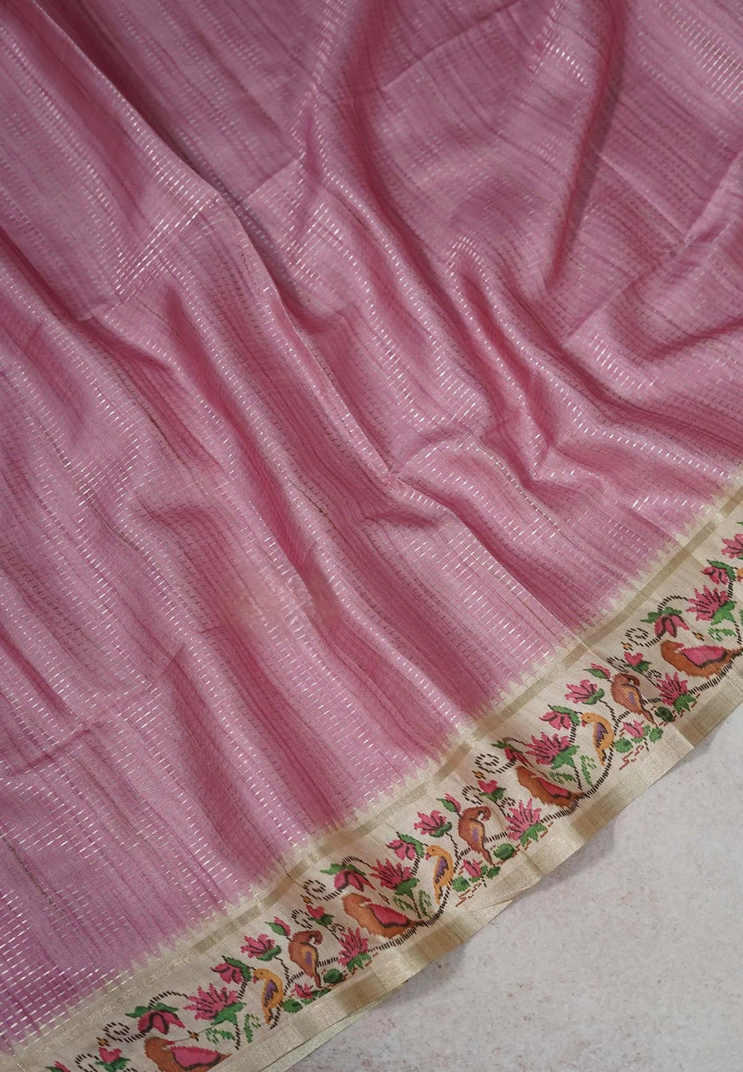 Muted Onion Pink Jute Silk Saree  | SHOBITAM