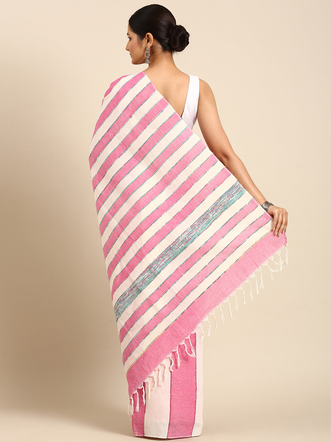 Pink Khesh Weave Pure Cotton saree