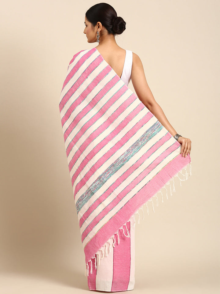 Pink Khesh Weave Pure Cotton saree
