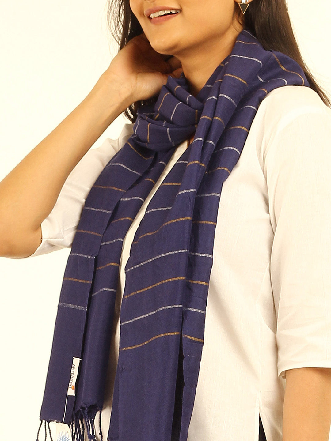 Striped Cotton Wool Stole | SHOBITAM
