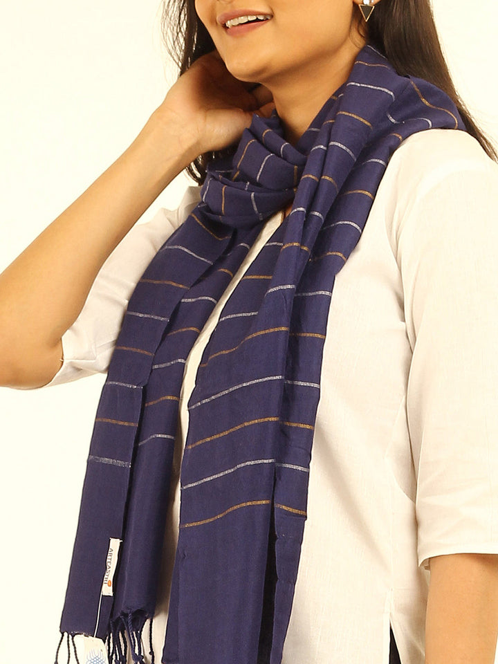 Striped Cotton Wool Stole | SHOBITAM