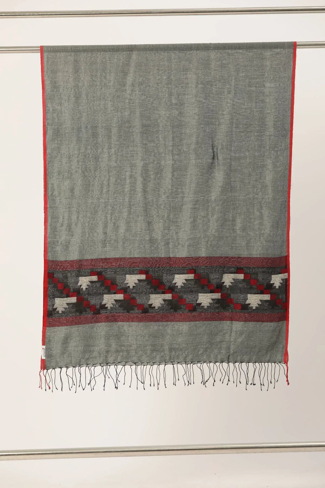 Grey Pure Matka Silk Handloom jamdani Dupatta