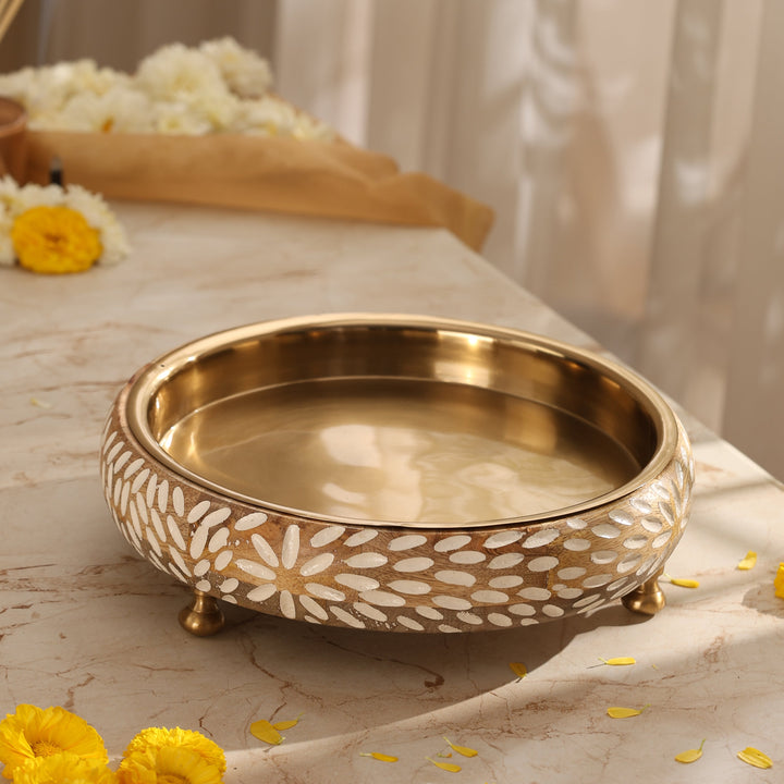 Vrinda Handcrafted Wooden and metal Festive Urli