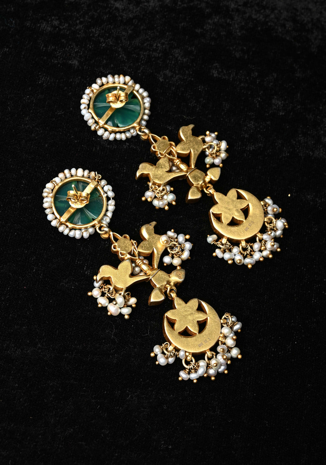 92.5 Silver,  Navishi Kundan Long Earrings with Jadau Embellishments