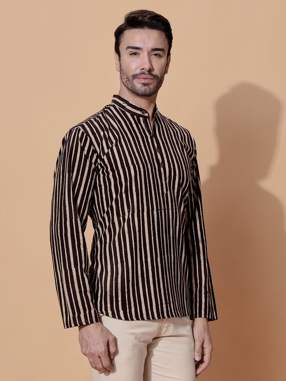 Cocoa Dabu Hand Block Mud Resist Printed Kurta in Brown