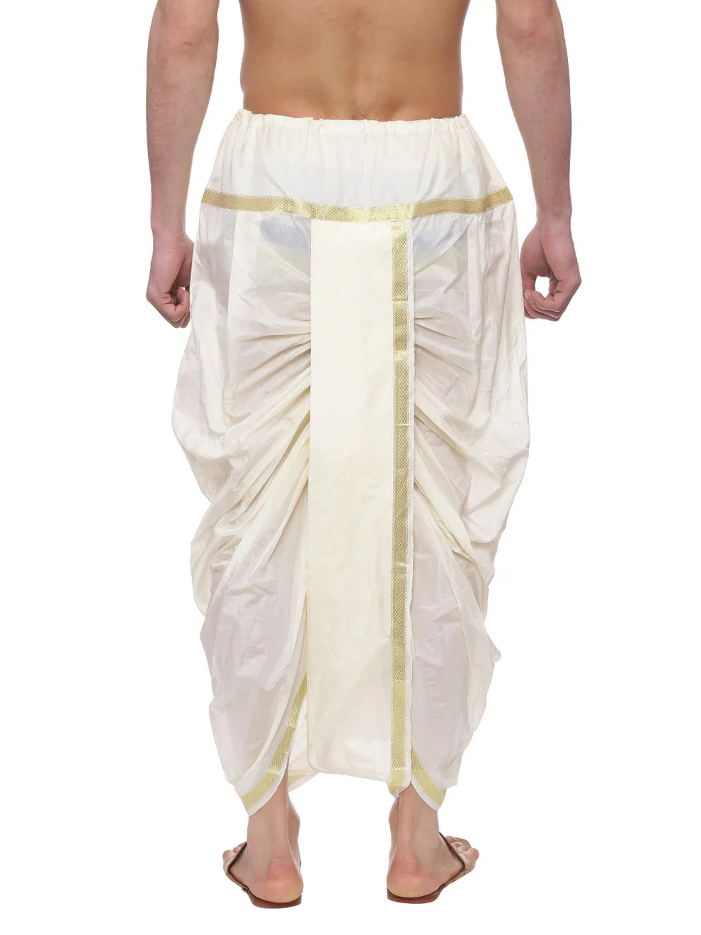 Pure Silk Stitched Dhoti, Kurta and Angavastram 3 piece set in Cream | SILK MARK CERTIFIED