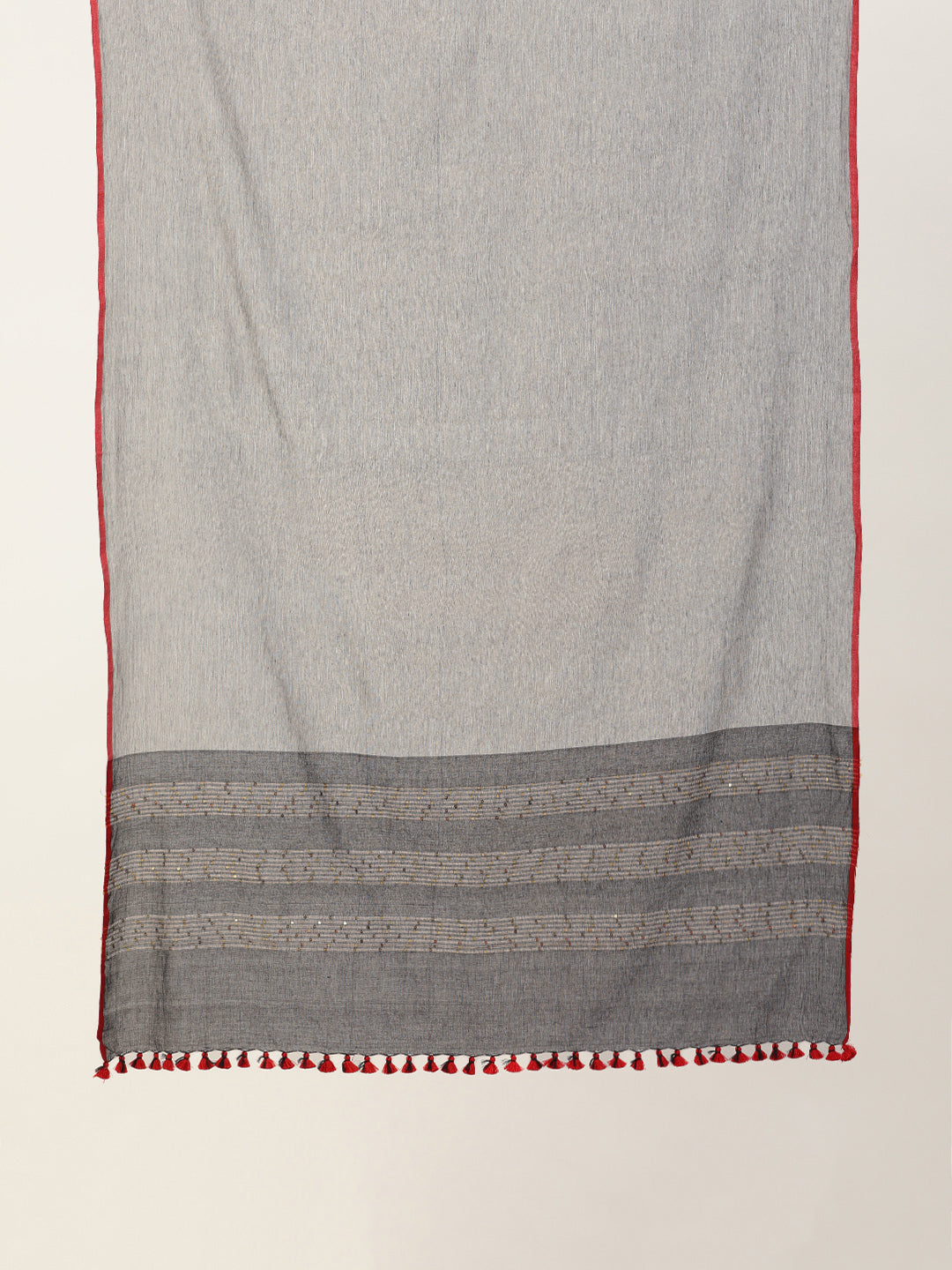 Grey Black Sequins Cotton Dupatta | SHOBITAM