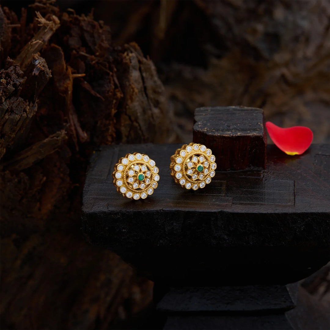 Pure 92.5 Gold Polish Devi Chakra Studs