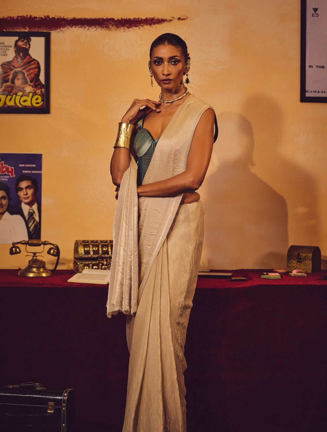 Silver Tissue Saree With Unstitched Blouse | SHOBITAM