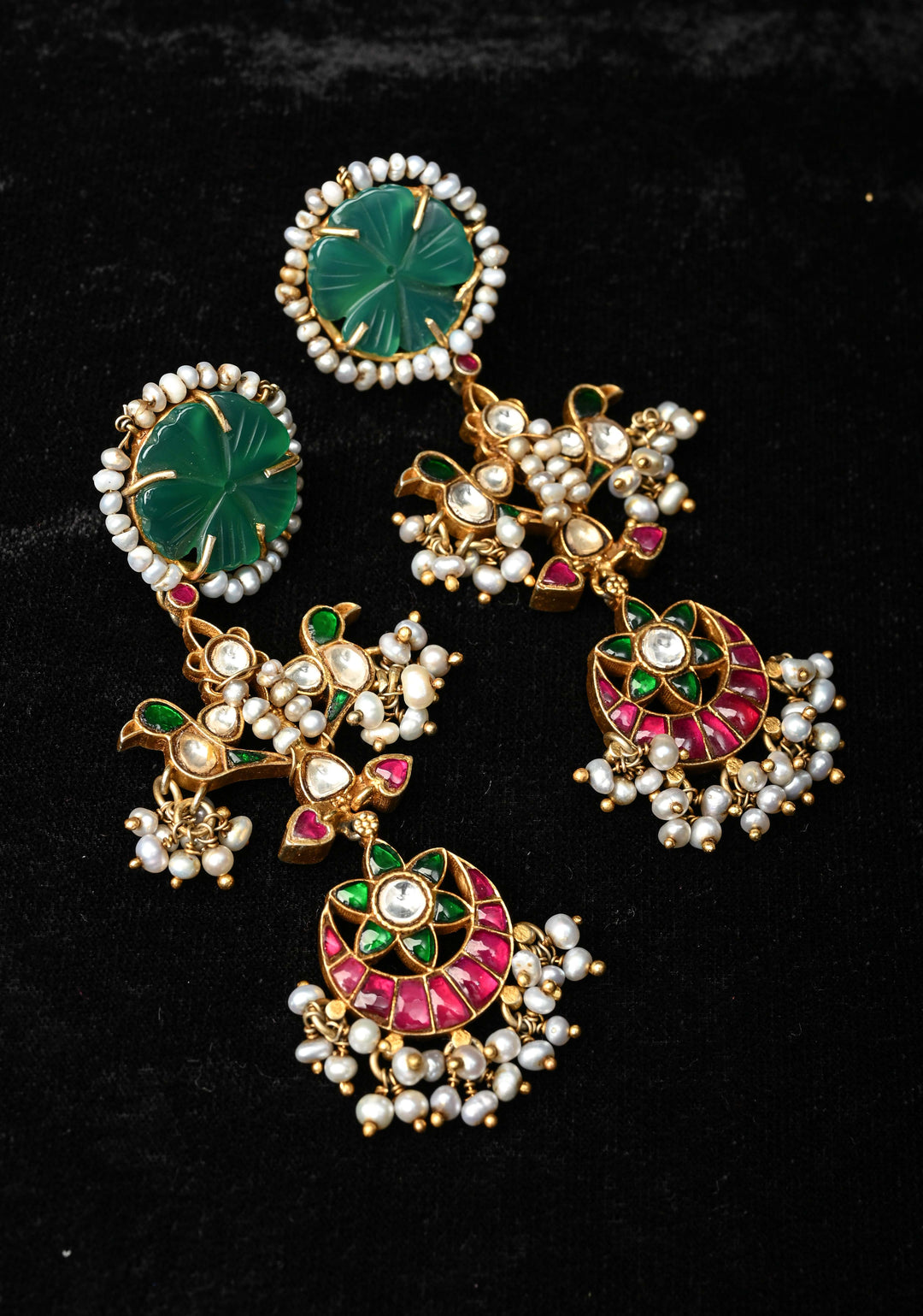 92.5 Silver,  Navishi Kundan Long Earrings with Jadau Embellishments
