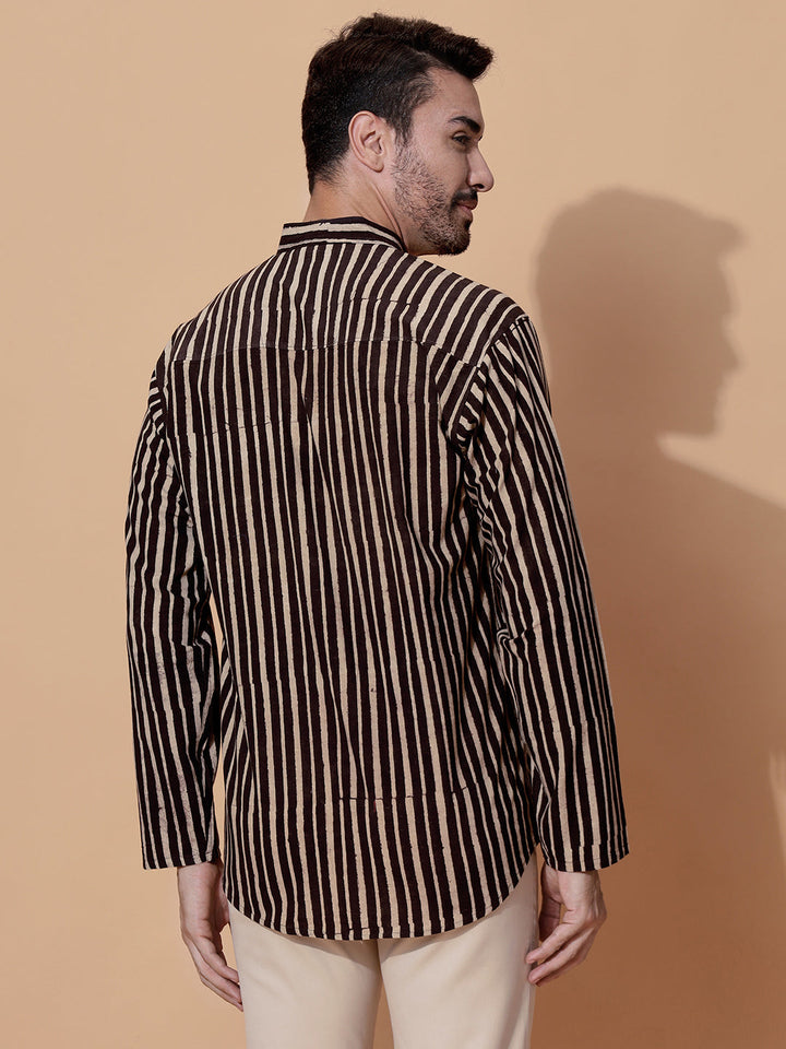 Cocoa Dabu Hand Block Mud Resist Printed Kurta in Brown