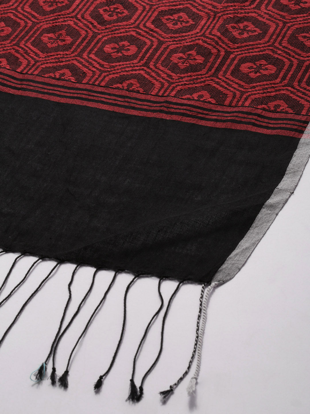 Blue Red Assamese Cotton Dupatta | SHOBITAM