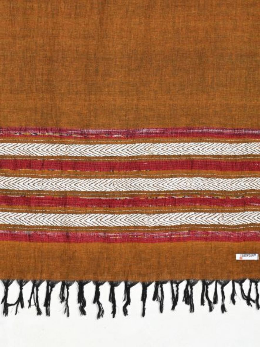 Brown Cream Khesh Kantha Cotton Stole | SHOBITAM