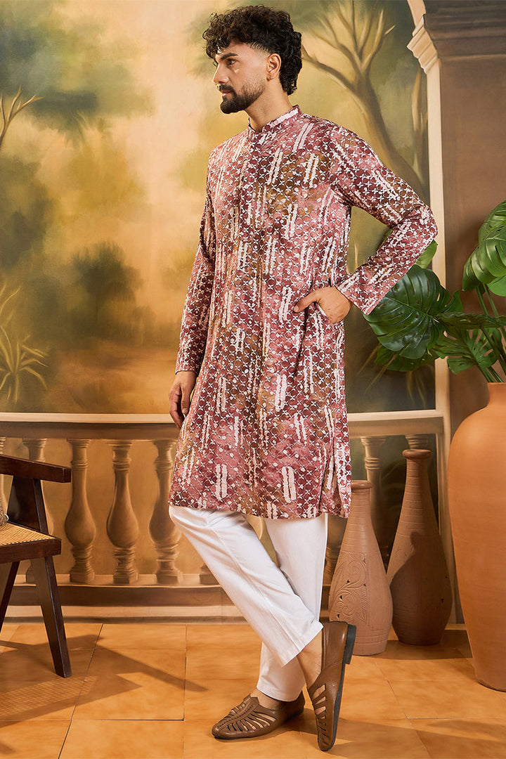 Brown Viscose Rayon Embroidered Straight Kurta  | SHOBITAM