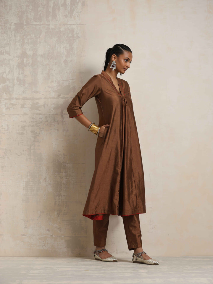 Brown Silk Kurta Set | SHOBITAM