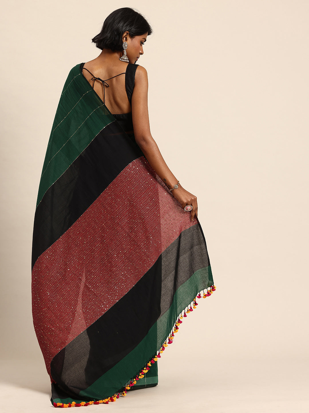 Handloom Sequins Cotton Saree | SHOBITAM