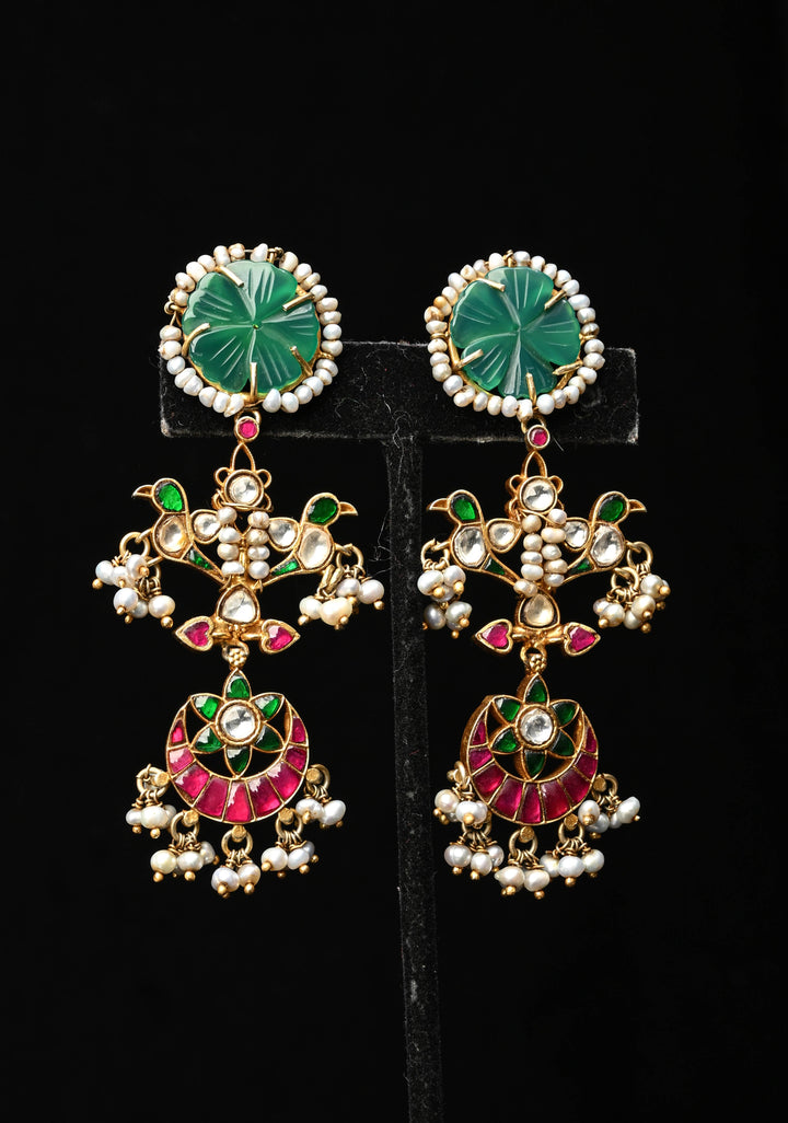 92.5 Silver,  Navishi Kundan Long Earrings with Jadau Embellishments