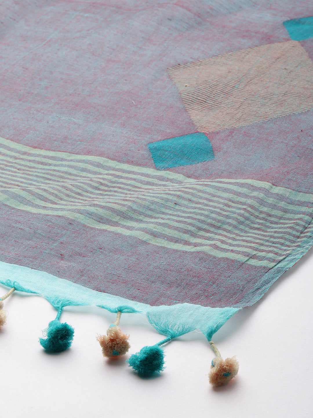 Handcrafted Jamdani Mul Cotton Dupatta | SHOBITAM