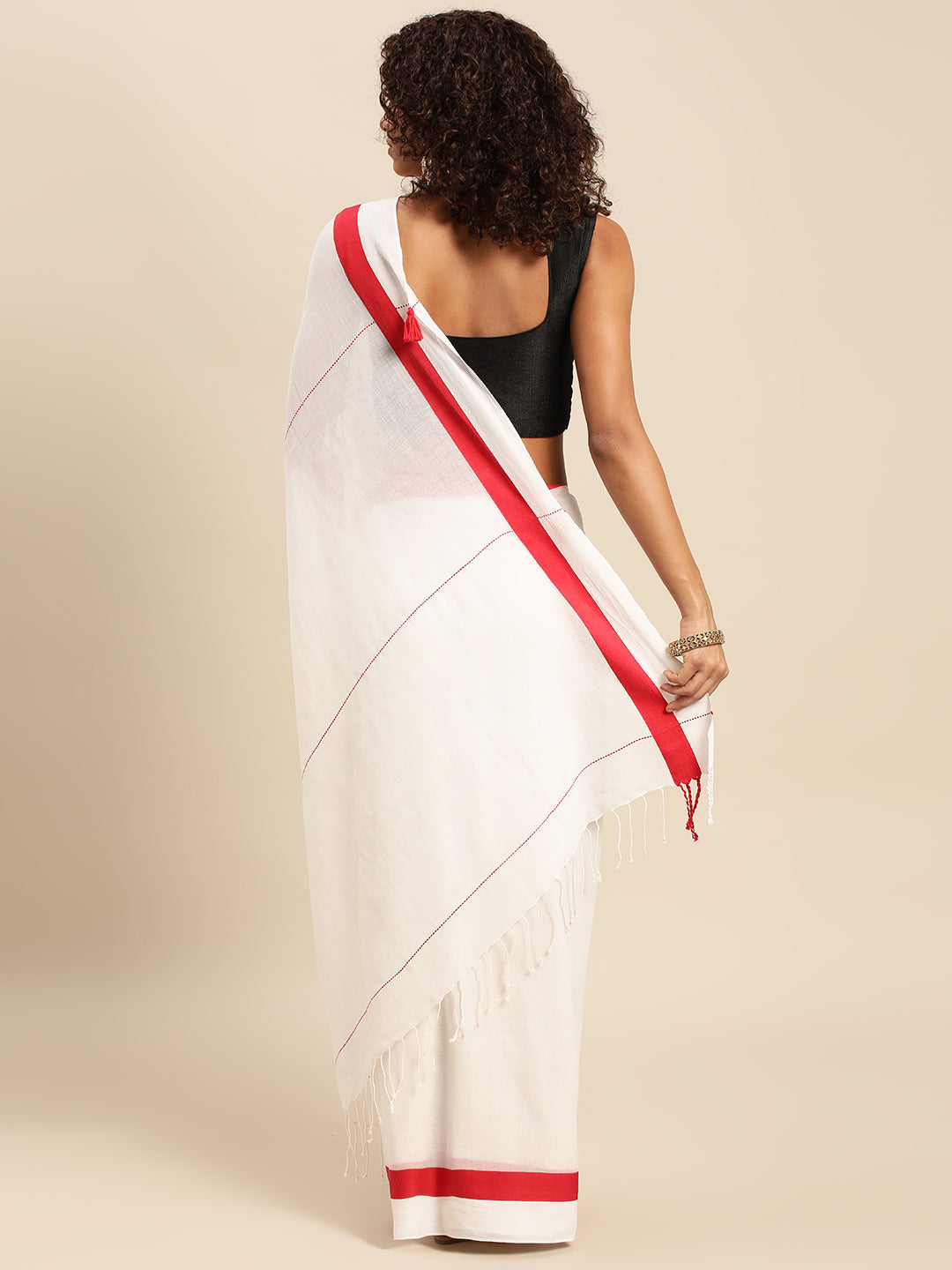 Handloom Solid Cotton Saree with Blouse Piece | SHOBITAM
