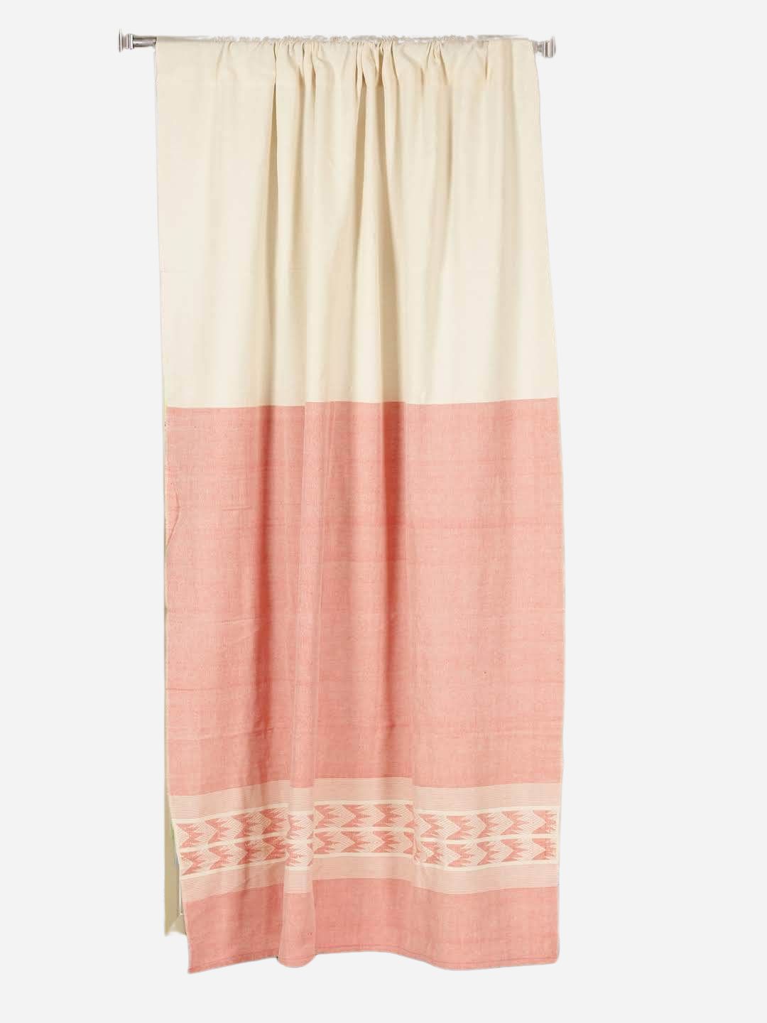 Ivory Pink Cotton Rod Pocket Curtain- Single Panel | SHOBITAM