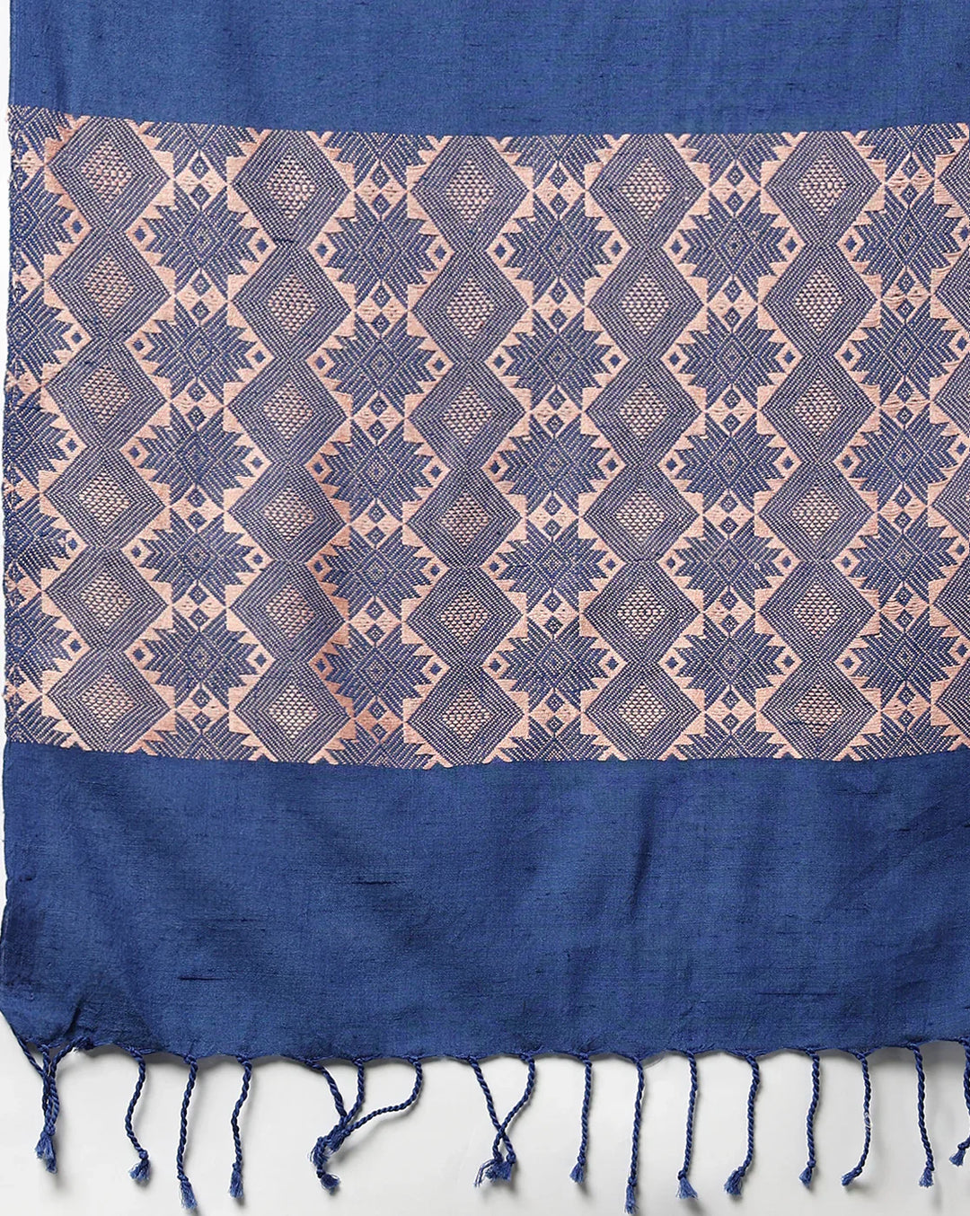 Handwoven Blue Assamese Cotton Eri Silk Stole