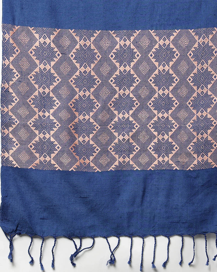 Handwoven Blue Assamese Cotton Eri Silk Stole