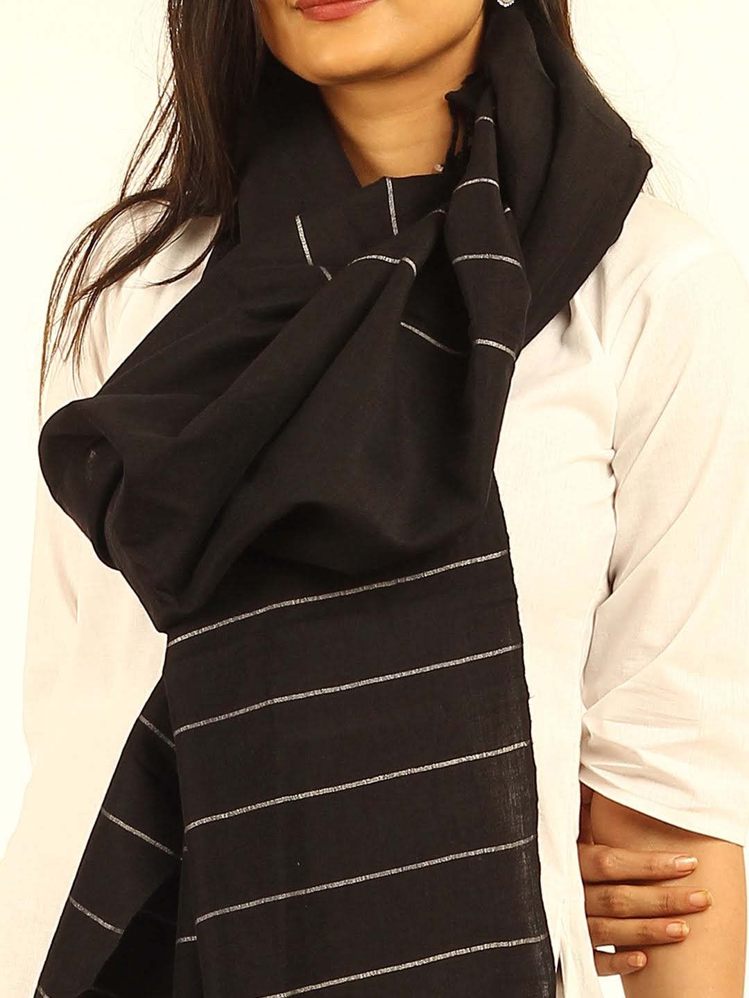Striped Cotton Wool Stole | SHOBITAM